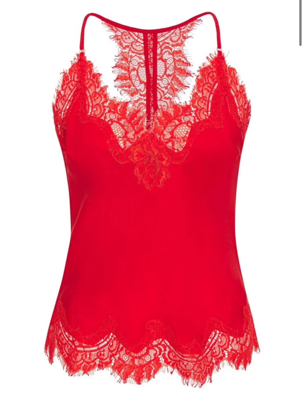 GOLD HAWK BRIGHT RED SILK CAMI TOP *SMALL STAIN*